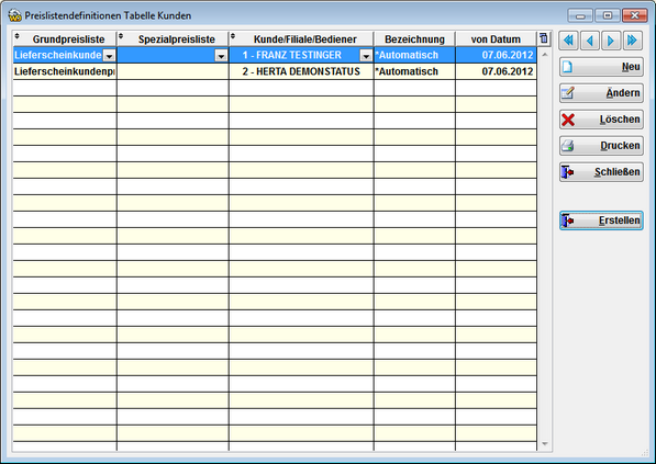 Preisliste Definition Kunden